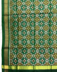 Green Buttonful Design Patola Dupatta - SindhoiPatolaArt