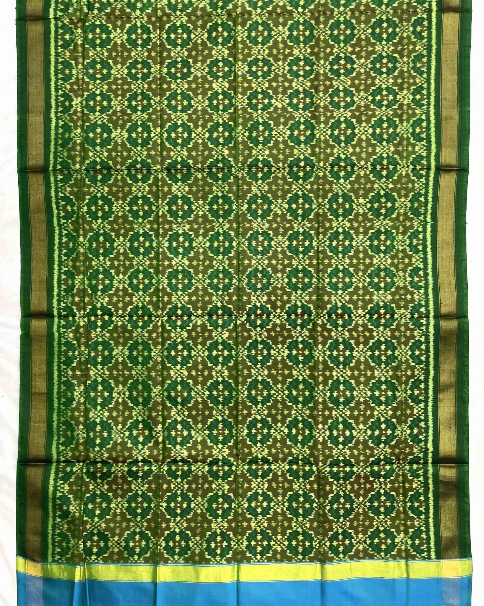 Green Buttonful Design Patola Dupatta - SindhoiPatolaArt