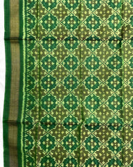 Green Buttonful Design Patola Dupatta - SindhoiPatolaArt