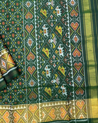 Green Buttonful Design Patola Saree - SindhoiPatolaArt
