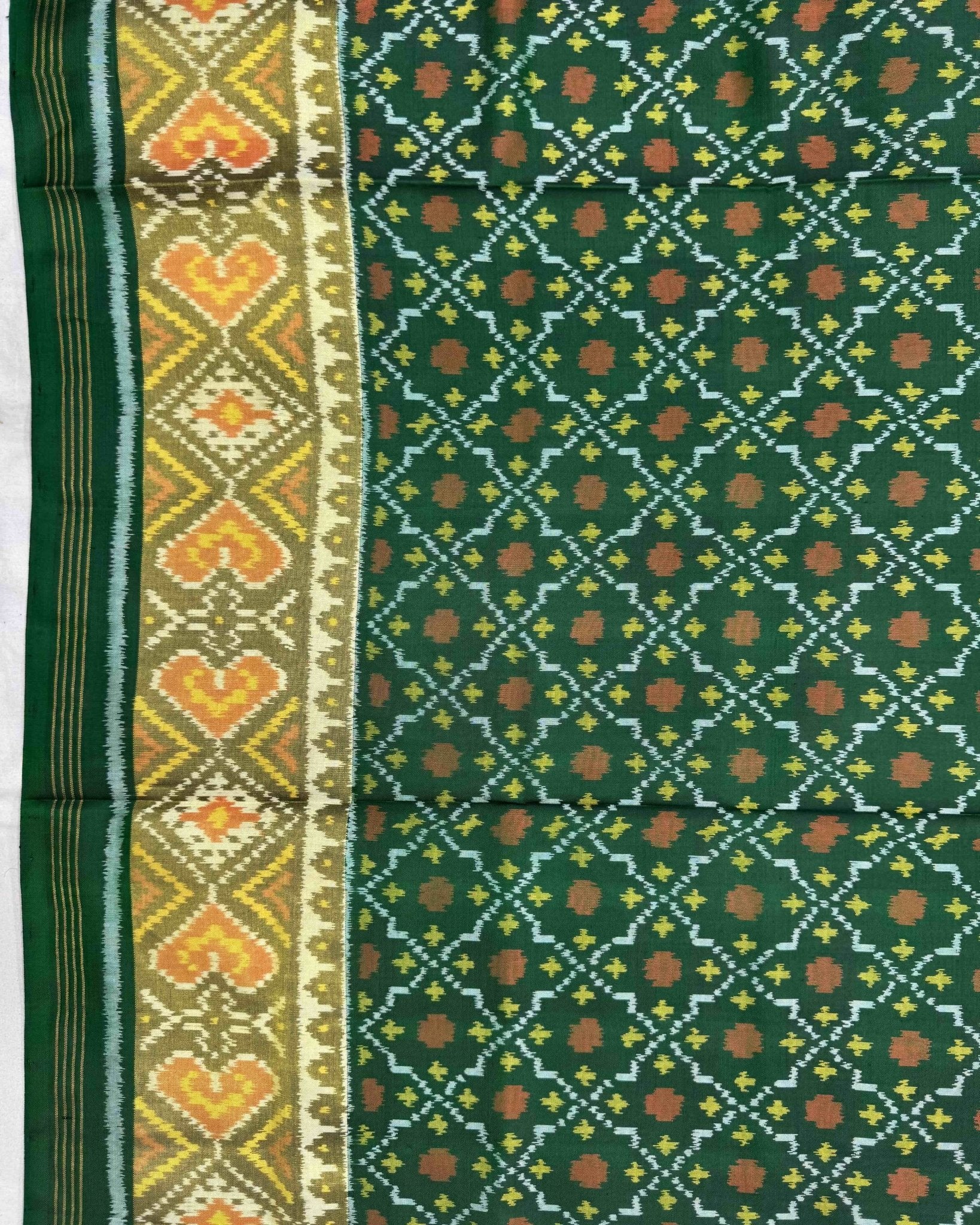 Green Buttonful Design Patola Saree - SindhoiPatolaArt