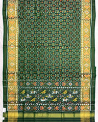 Green Buttonful Design Patola Saree - SindhoiPatolaArt