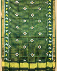 Green Doted Panchanda Patola Dupatta - SindhoiPatolaArt