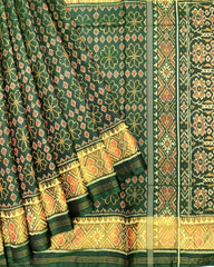 Green Fancy Flower Design Patola Saree - SindhoiPatolaArt