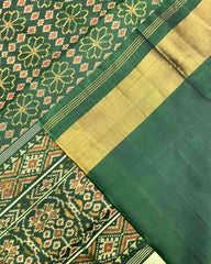 Green Fancy Flower Design Patola Saree - SindhoiPatolaArt