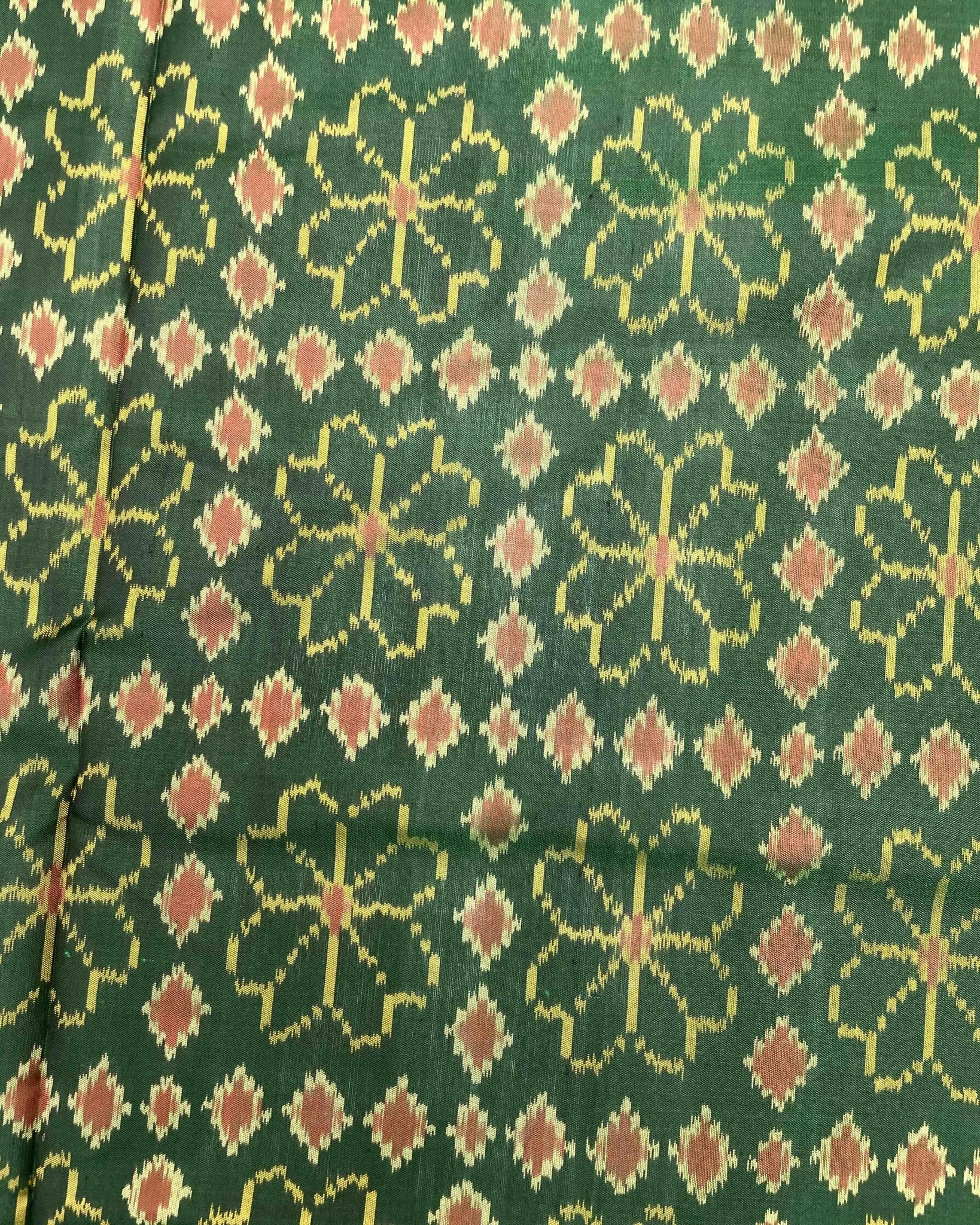 Green Fancy Flower Design Patola Saree - SindhoiPatolaArt