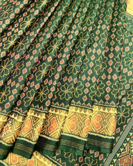 Green Fancy Flower Design Patola Saree - SindhoiPatolaArt