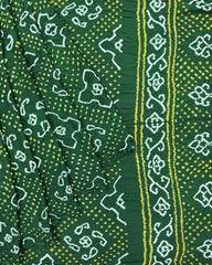 Green Gaji Fancy Bandhani Saree - SindhoiPatolaArt