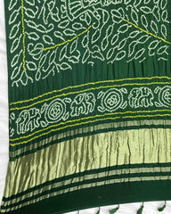 Green Gajji Bandhani Dupatta - SindhoiPatolaArt
