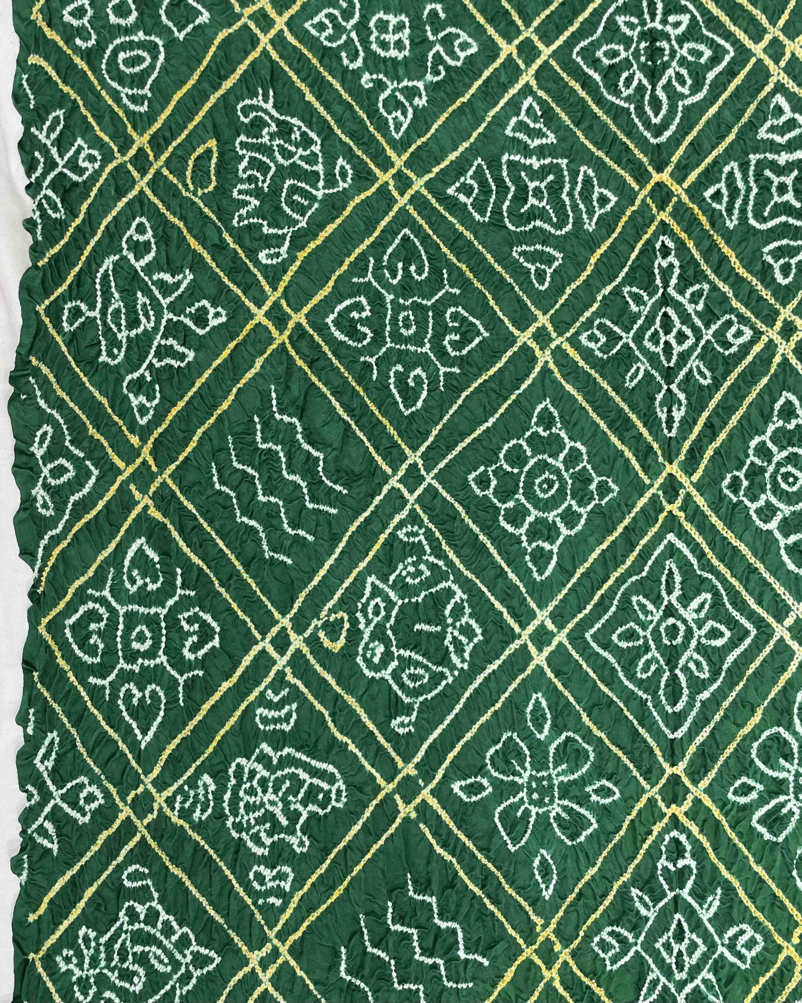 Green Gajji Silk Bandhani Saree - SindhoiPatolaArt