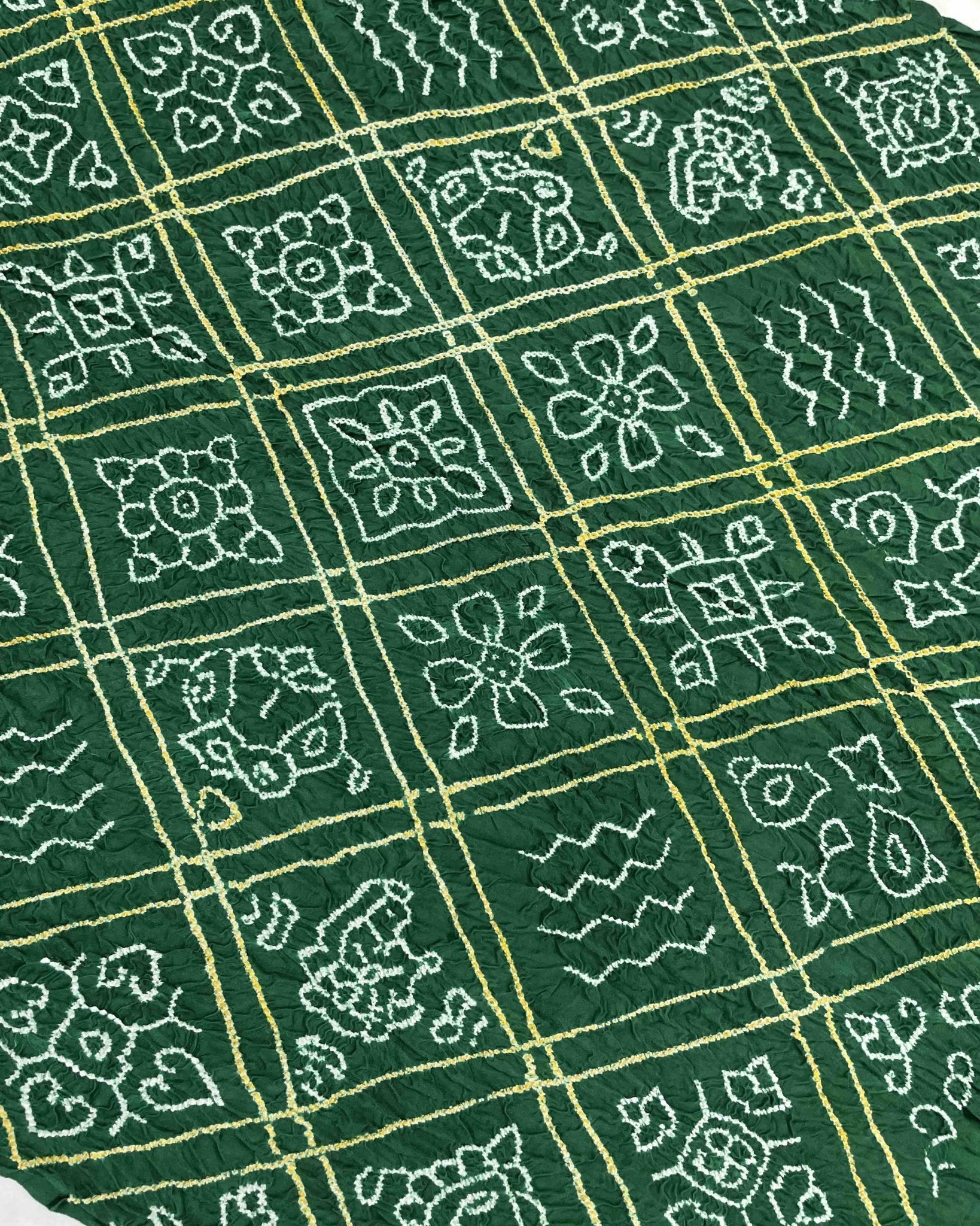 Green Gajji Silk Bandhani Saree - SindhoiPatolaArt