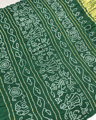 Green Gajji Silk Bandhani Saree - SindhoiPatolaArt