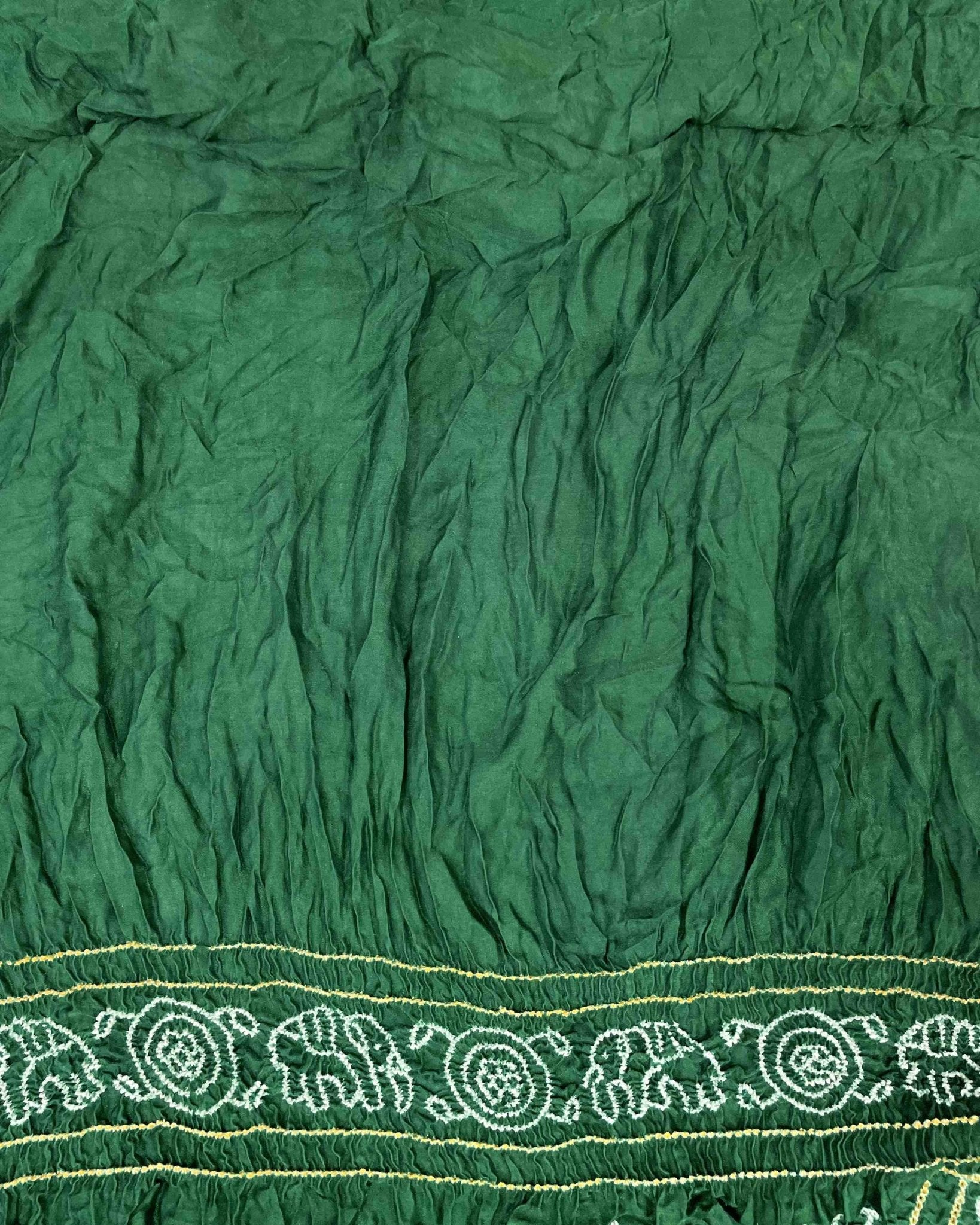 Green Gajji Silk Bandhani Saree - SindhoiPatolaArt