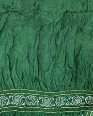 Green Gajji Silk Bandhani Saree - SindhoiPatolaArt