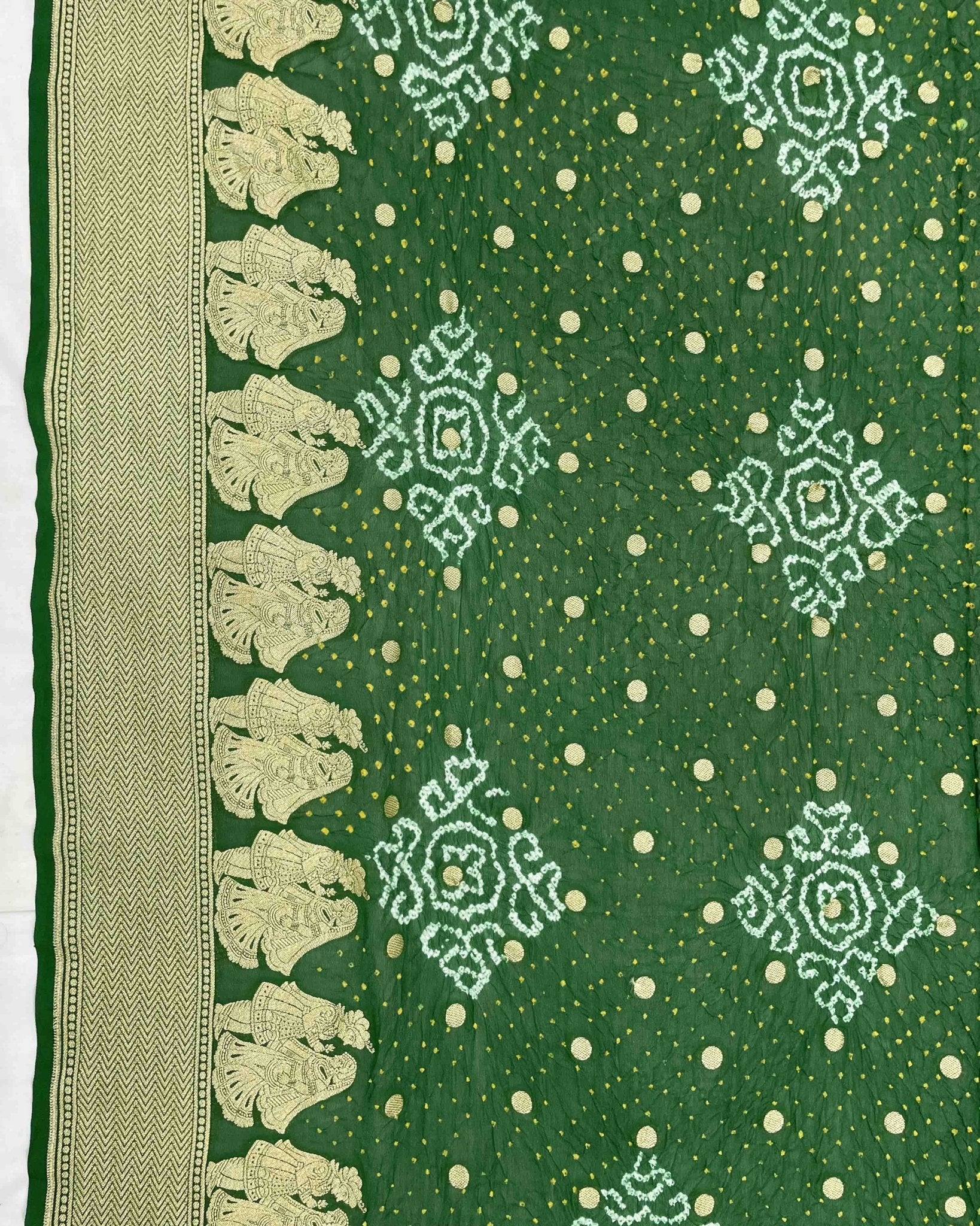 Green Georgette Bandhani Saree - SindhoiPatolaArt