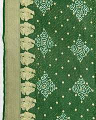Green Georgette Bandhani Saree - SindhoiPatolaArt