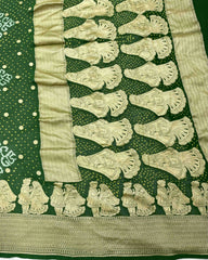 Green Georgette Bandhani Saree - SindhoiPatolaArt