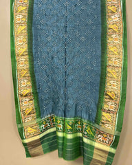 Green & Grey Bandhani Patola Dupatta - SindhoiPatolaArt