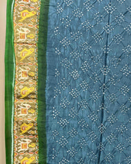 Green & Grey Bandhani Patola Dupatta - SindhoiPatolaArt