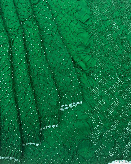 Green Habotai Bandhani Saree - SindhoiPatolaArt