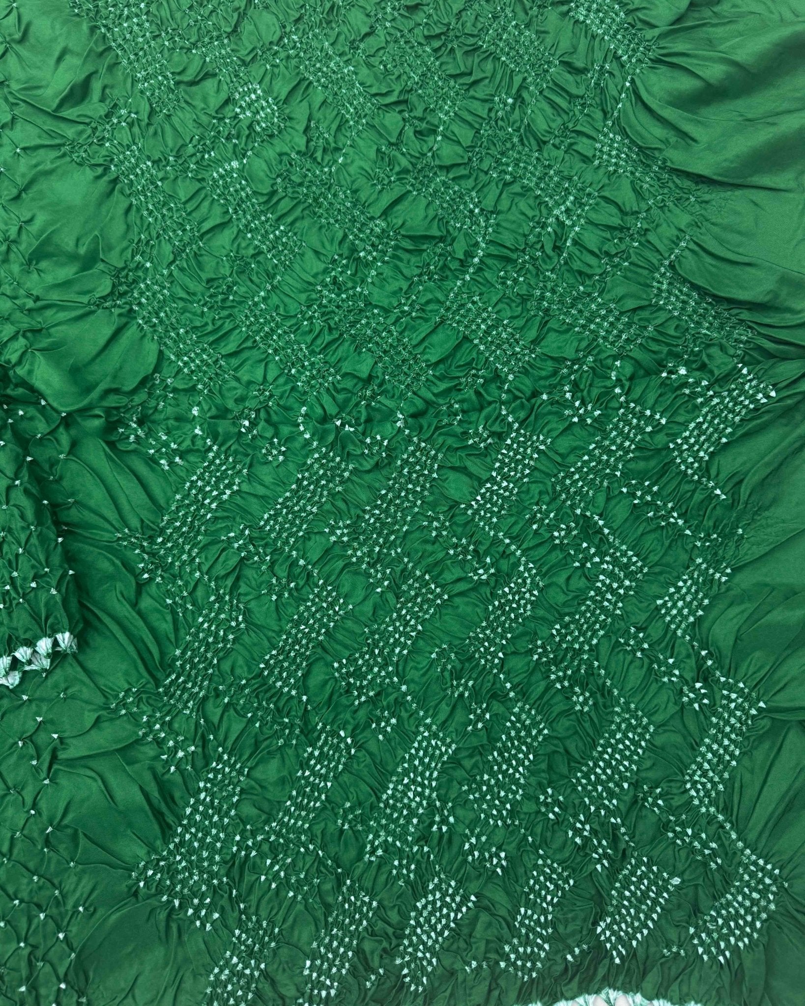 Green Habotai Bandhani Saree - SindhoiPatolaArt