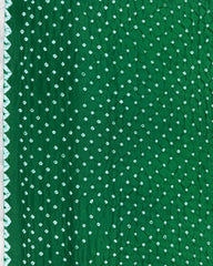 Green Habotai Bandhani Saree - SindhoiPatolaArt