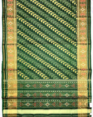 Green Leaves Leheriya Patola Saree - SindhoiPatolaArt