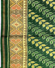 Green Leaves Leheriya Patola Saree - SindhoiPatolaArt