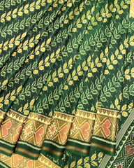 Green Leaves Leheriya Patola Saree - SindhoiPatolaArt