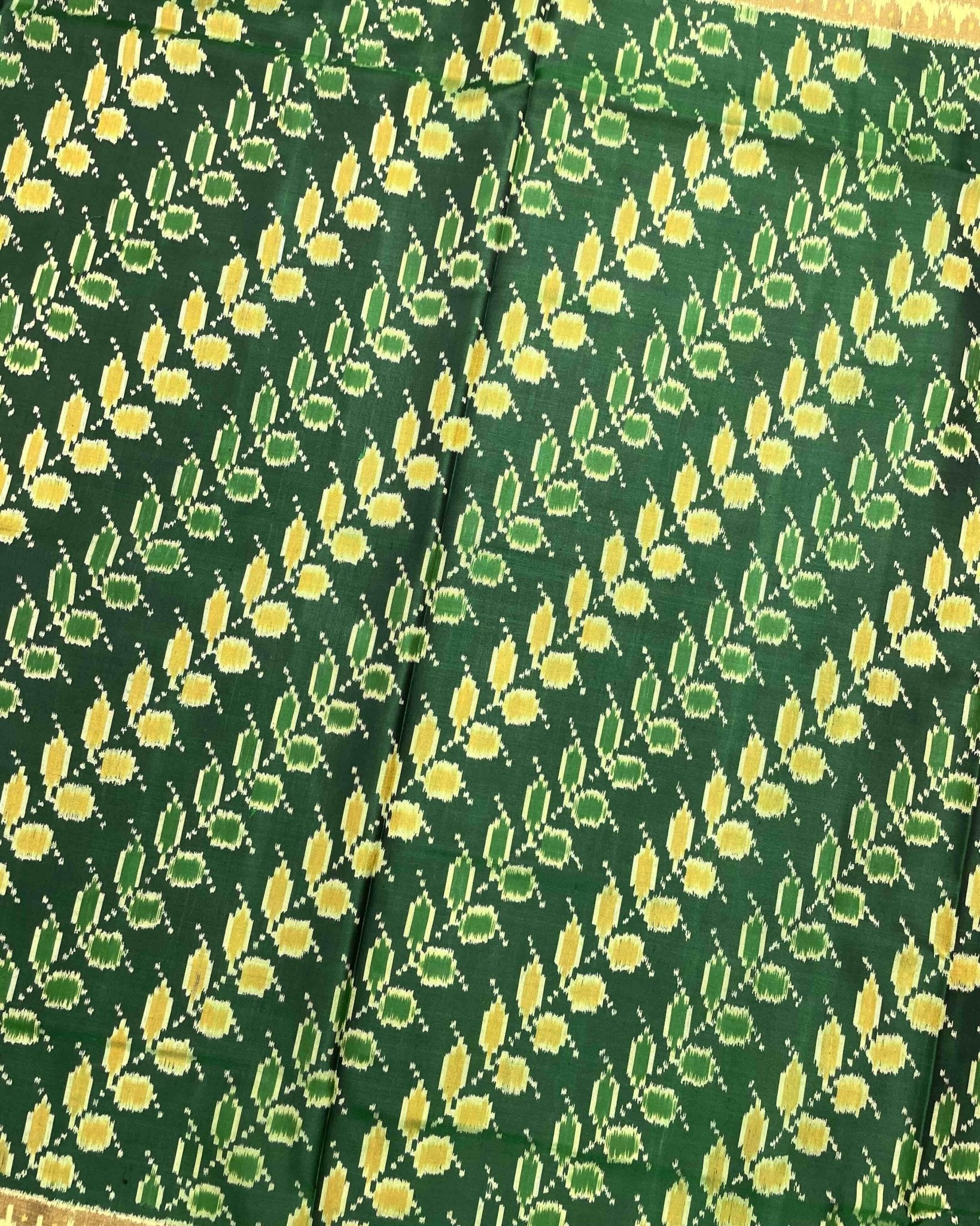 Green Leaves Leheriya Patola Saree - SindhoiPatolaArt