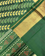 Green Leaves Leheriya Patola Saree - SindhoiPatolaArt
