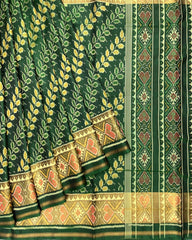 Green Leaves Leheriya Patola Saree - SindhoiPatolaArt