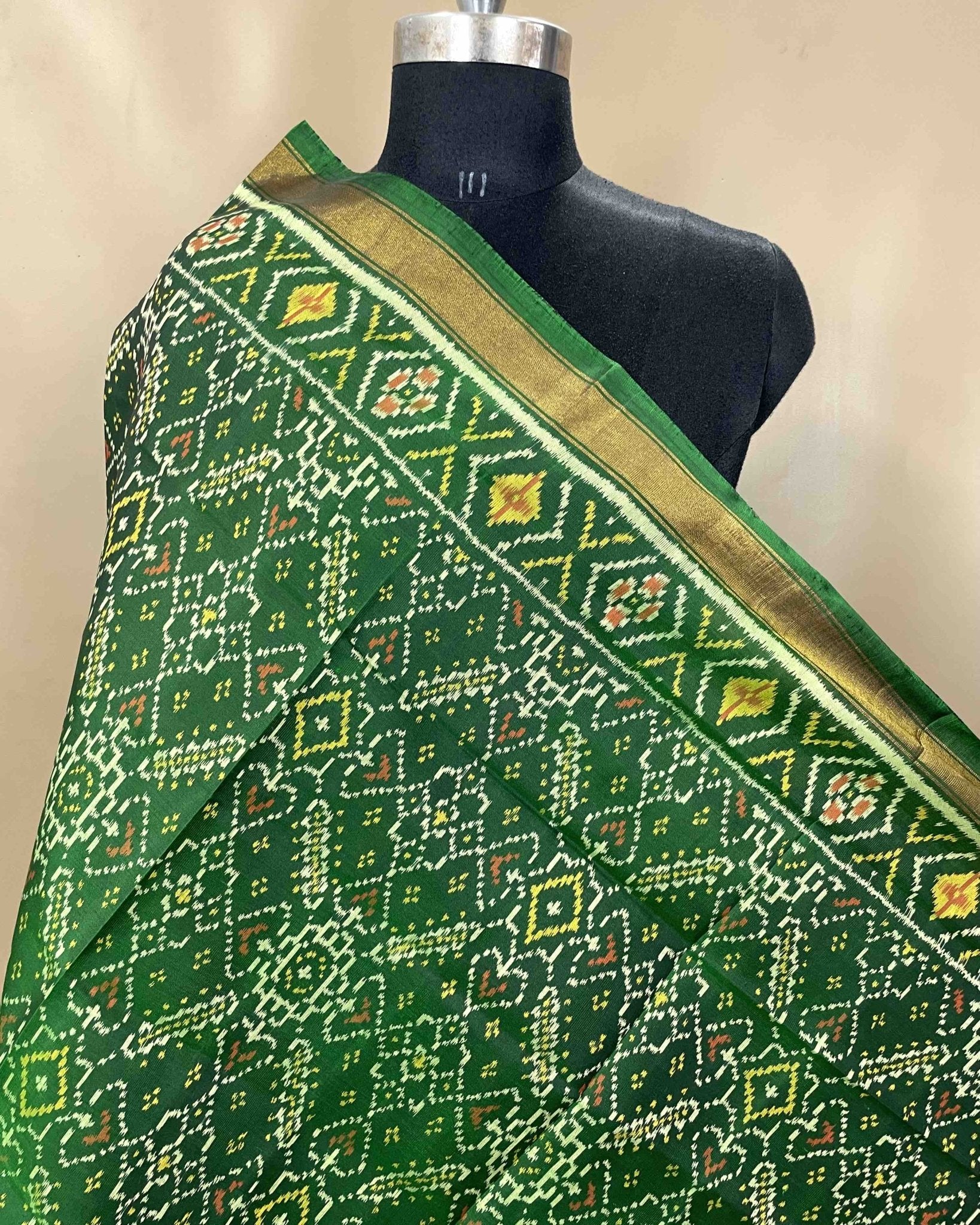 Green Manekchowk Designer Patola Dupatta - SindhoiPatolaArt