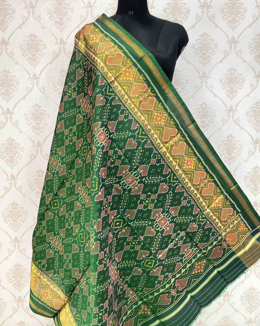 Green Manekchowk Designer Patola Dupatta - SindhoiPatolaArt