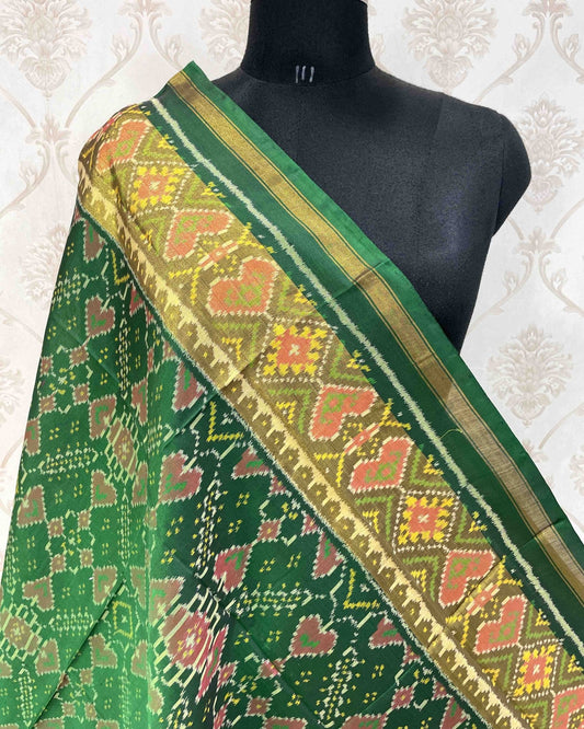 Green Manekchowk Designer Patola Dupatta - SindhoiPatolaArt