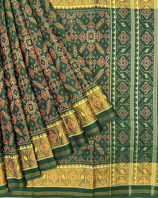 Green Manekchowk Patola Saree - SindhoiPatolaArt