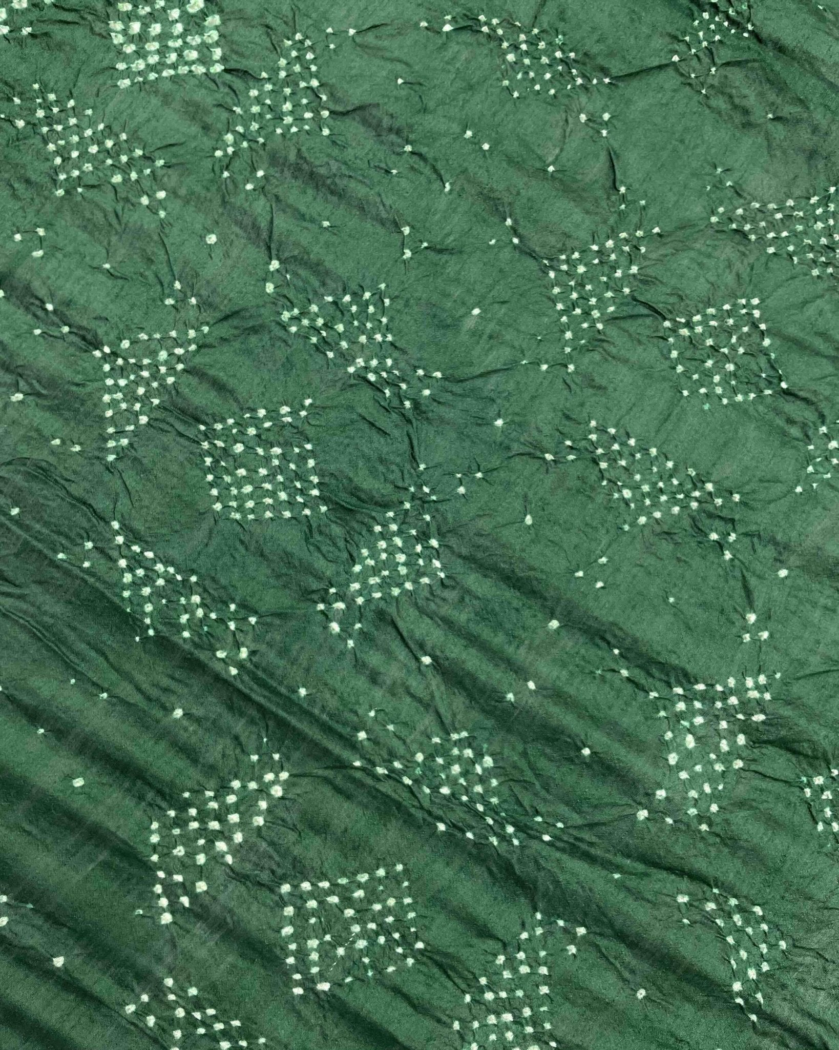 Green Munga Silk Pen Kamalkari Bandhani Saree - SindhoiPatolaArt
