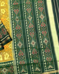 Green & Mustard New Fancy Design Patola Saree - SindhoiPatolaArt