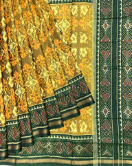 Green & Mustard New Fancy Design Patola Saree - SindhoiPatolaArt