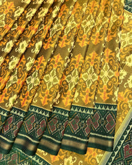 Green & Mustard New Fancy Design Patola Saree - SindhoiPatolaArt