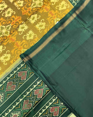 Green & Mustard New Fancy Design Patola Saree - SindhoiPatolaArt