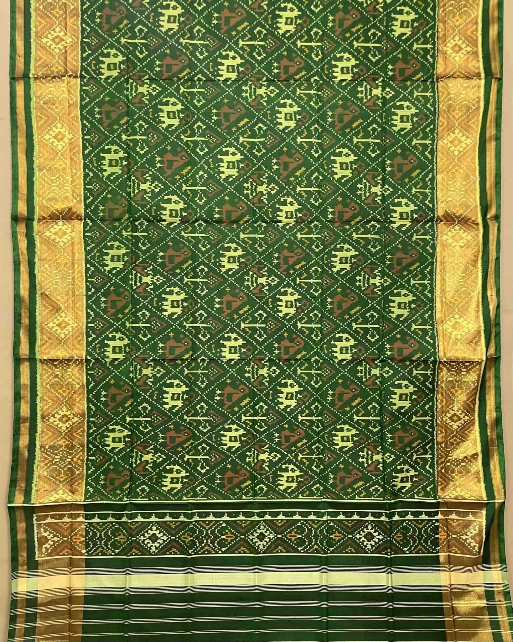 Green Narikunj Designer Patola Dupatta - SindhoiPatolaArt