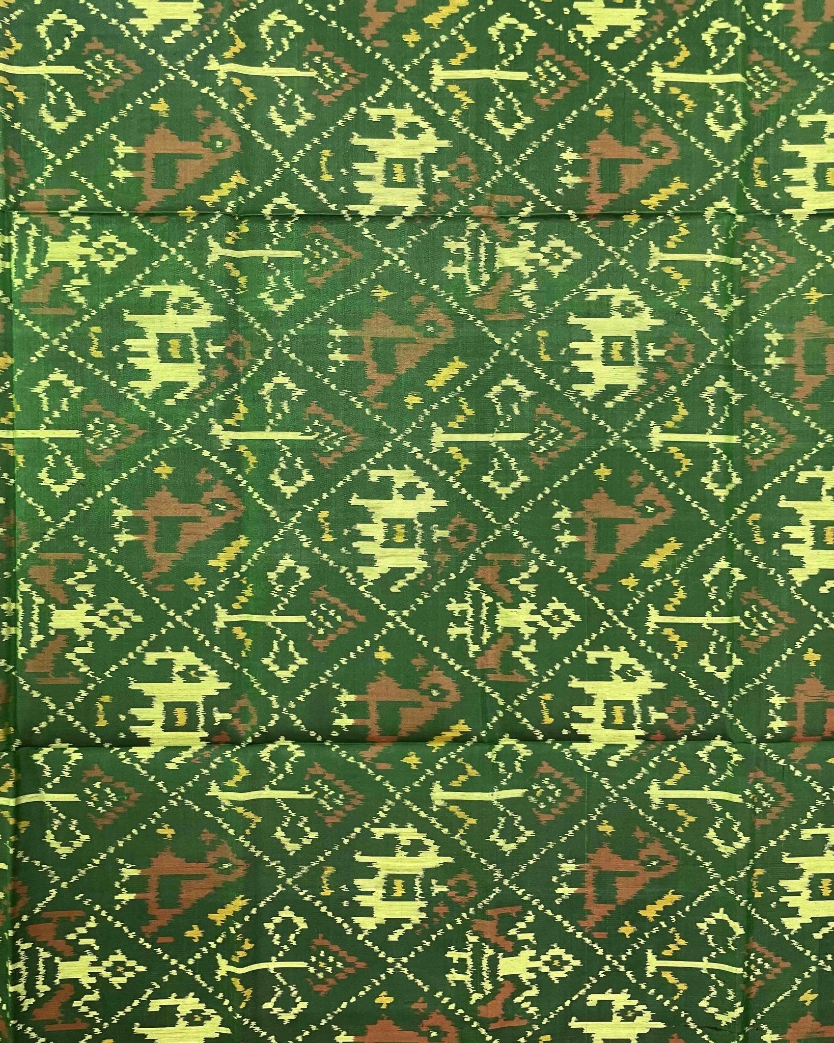 Green Narikunj Designer Patola Dupatta - SindhoiPatolaArt