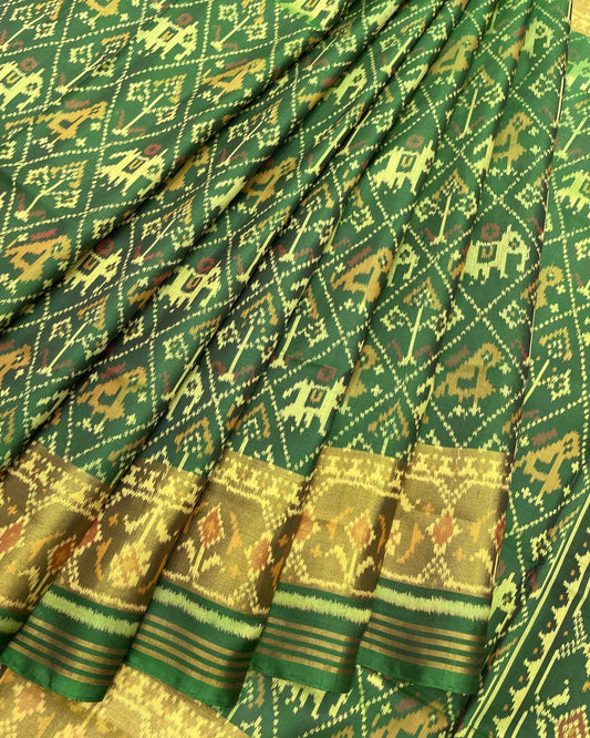 Green Narikunj Designer Patola Saree - SindhoiPatolaArt