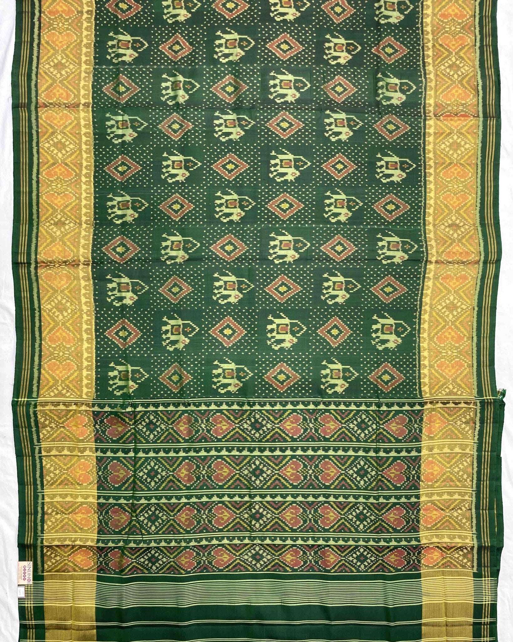 Green Narikunj Doted Designer Patola Saree - SindhoiPatolaArt
