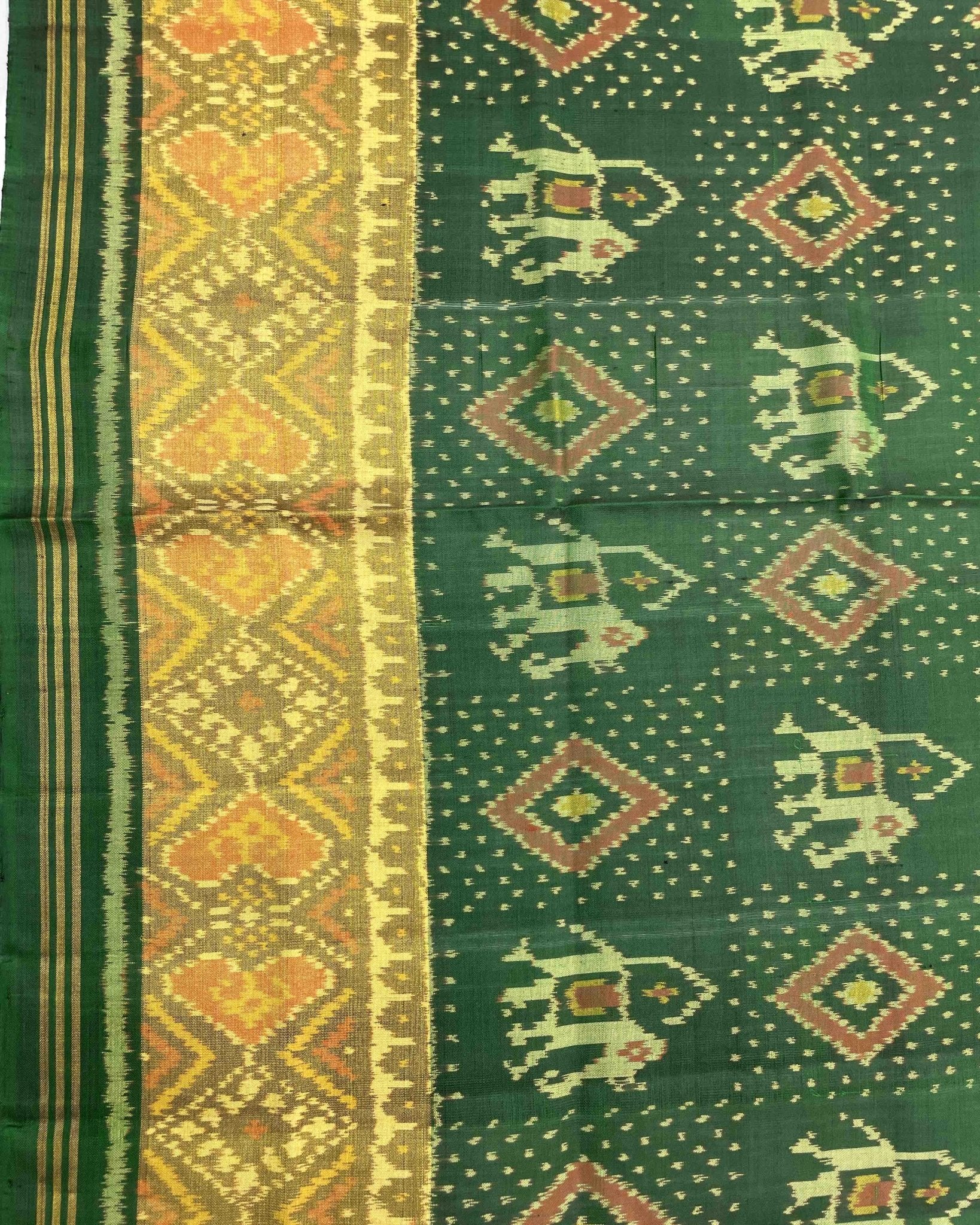 Green Narikunj Doted Designer Patola Saree - SindhoiPatolaArt