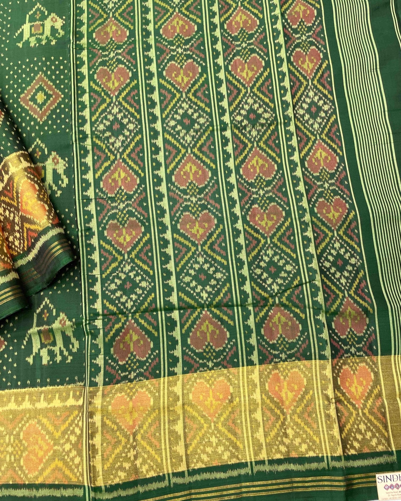Green Narikunj Doted Designer Patola Saree - SindhoiPatolaArt