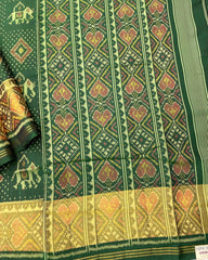 Green Narikunj Doted Designer Patola Saree - SindhoiPatolaArt