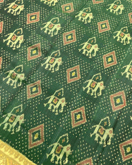 Green Narikunj Doted Designer Patola Saree - SindhoiPatolaArt