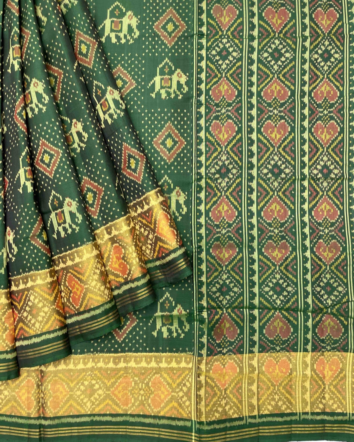 Green Narikunj Doted Designer Patola Saree - SindhoiPatolaArt